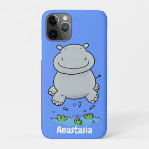 Cute hippo jumping cartoon illustration Case-Mate iPhone case