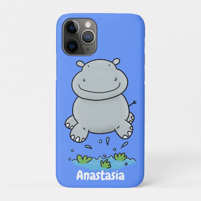 Cute hippo jumping cartoon illustration Case-Mate iPhone case (Back)