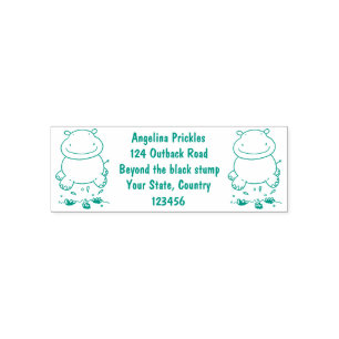 Cute hippo jumping cartoon illustration self-inking stamp