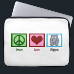 Cute Hippo Laptop Sleeve<br><div class="desc">Peace Love Hippos</div>