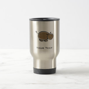 Cute Hippo; Metal-look Travel Mug