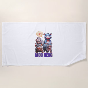 Cute Hippo Moo Deng Tee, Cool Moo Deng Hippo Lover Beach Towel