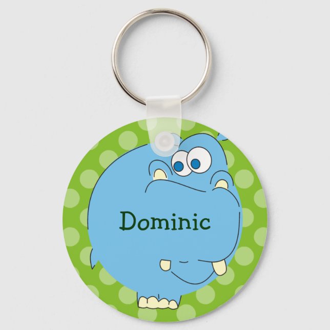 Cute Hippo Personalized Kids Name Keychains (Front)