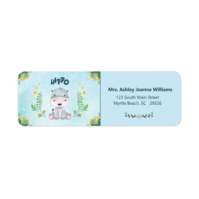 Cute Hippo Return Address (Front)