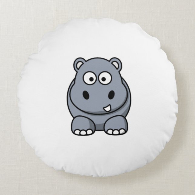 Cute hippo round pillow (Front)