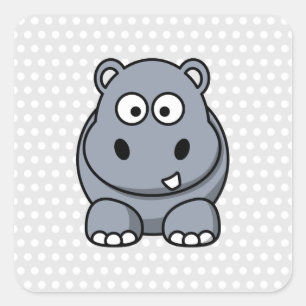 Cute Hippo Square Sticker
