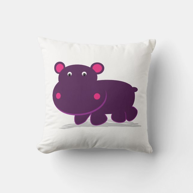 Cute Hippo Throw Pillow (Front)