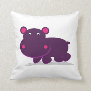 Cute Hippo Throw Pillow