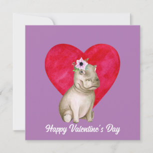 Cute Hippo Valentine Card