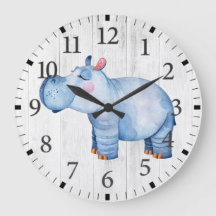 Cute Hippo Wall Clock