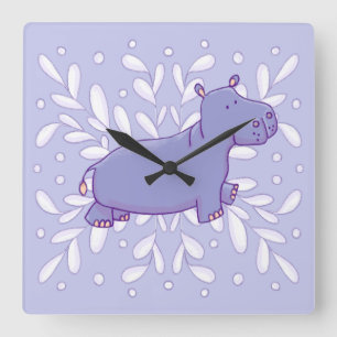 Cute Hippo Wall Clock