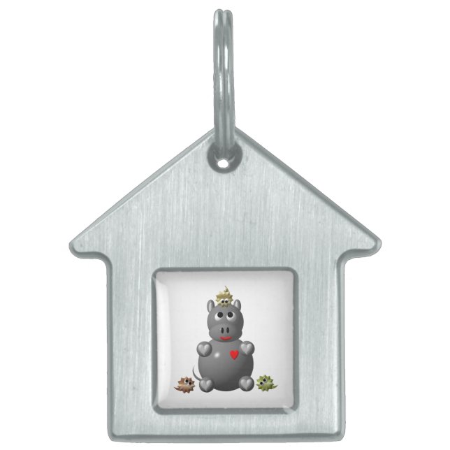 Cute Hippo with Hamsters Pet Tag (Front)