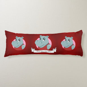 Cute hippopotamus cartoon body pillow