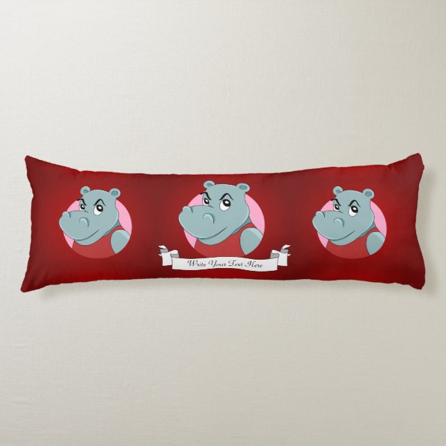 Cute hippopotamus cartoon body pillow (Front)