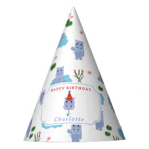 Cute Hippopotamus Hip Hippo Hooray Kids Birthday Party Hat