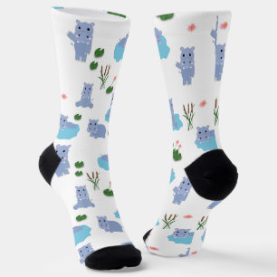 Cute Hippopotamus Hippo Pattern Kids Bedroom Socks