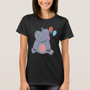 Cute Hippopotamus With Balloons T-Shirt