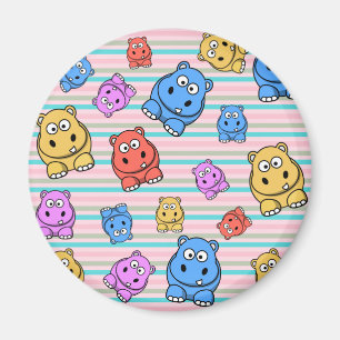 Cute Hippos Colourful Zoo Animal Theme for Magnet
