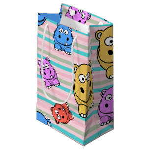 Cute Hippos Colourful Zoo Animal Theme for Small Gift Bag