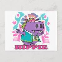 cute hippy hippie hippo cartoon with text
