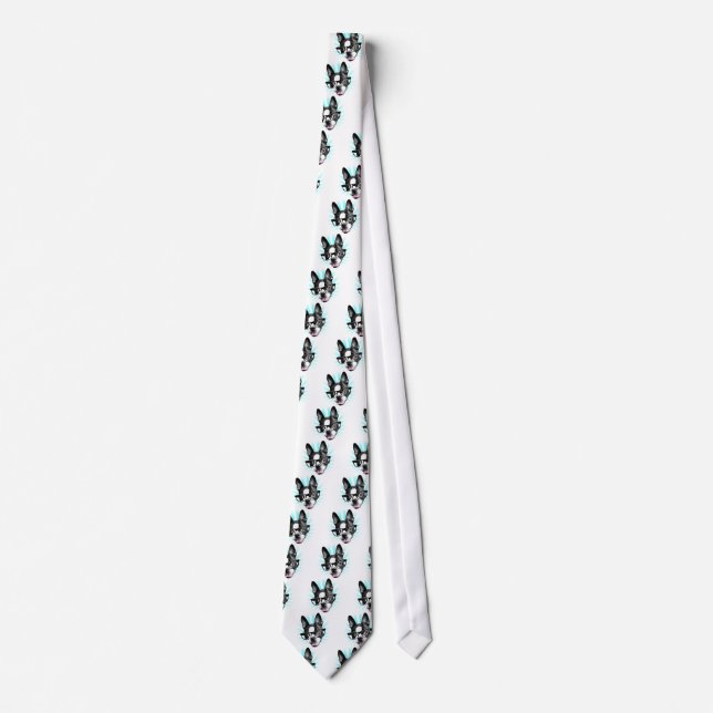 Cute! Hipster Boston Terrier Tie (Front)