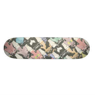 Cute Hipster Cats Pattern Skateboard
