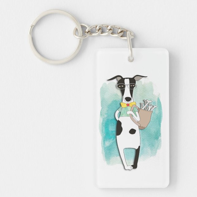 Cute Hipster Dog Keychain (Front)