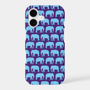 Cute Hipster Elephant Pattern Blue Purple