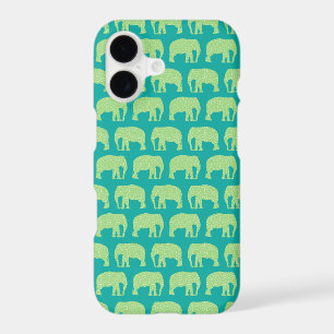 Cute Hipster Elephant Pattern Teal Green