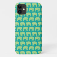 Cute Hipster Elephant Pattern Teal Green