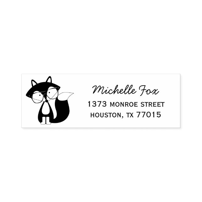 Cute Hipster Fox Address Self-inking Stamp (Design)