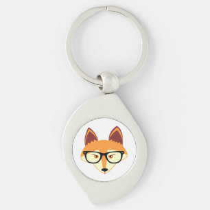 Cute Hipster Fox with Glasses Keychain