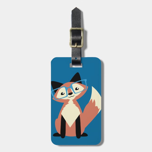 Cute Hipster Glasses Fox Luggage Tag (Front Vertical)