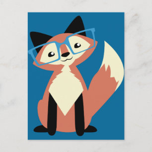 Cute Hipster Glasses Fox Postcard