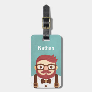 Cute Hipster Moustache Gentleman Luggage Tag
