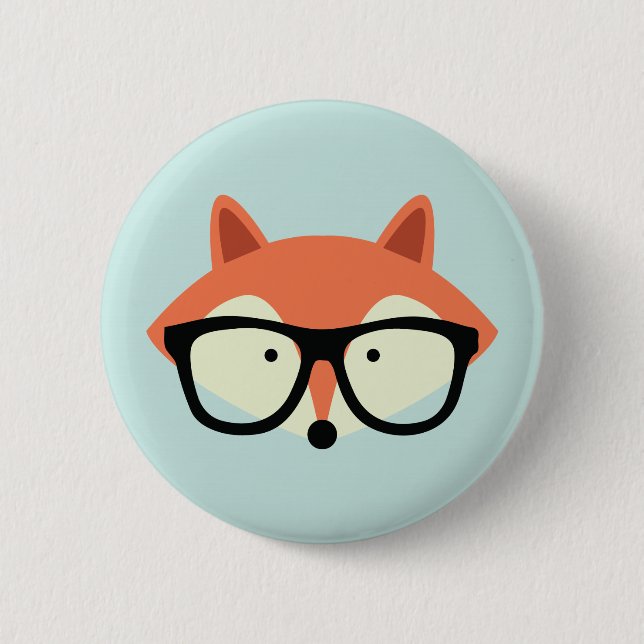 Cute Hipster Red Fox 2 Inch Round Button (Front)