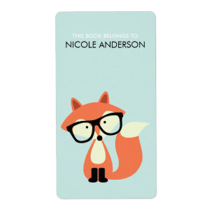 Cute Hipster Red Fox Bookplate
