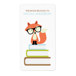 Cute Hipster Red Fox Bookplate