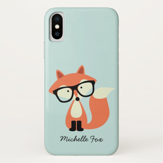 Cute Hipster Red Fox Case-Mate iPhone Case (Back)