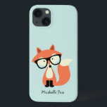 Cute Hipster Red Fox iPhone 13 Case<br><div class="desc">Modern and chic chevrons pattern and a monogram inside a quatrefoil shaped frame.</div>