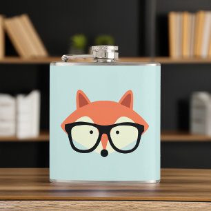 Cute Hipster Red Fox Hip Flask