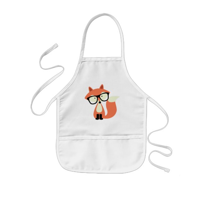 Cute Hipster Red Fox Kids Apron (Front)