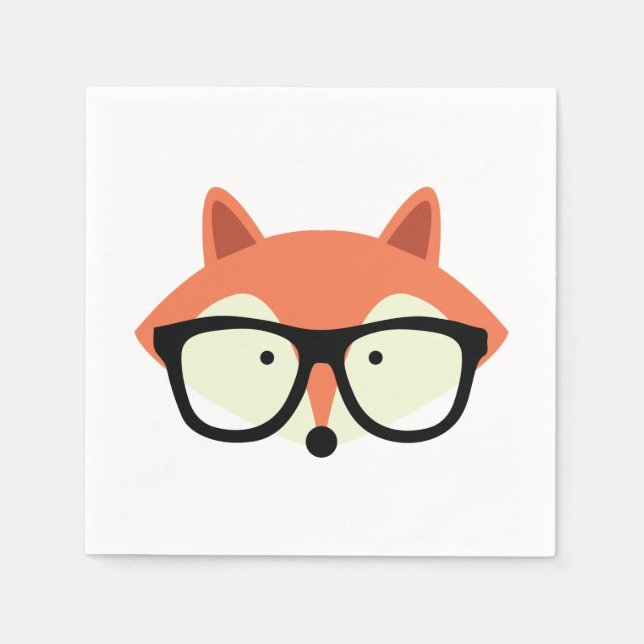 Cute Hipster Red Fox Napkin (Front)
