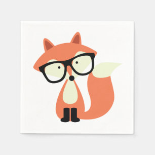 Cute Hipster Red Fox Napkin