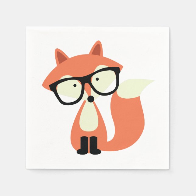 Cute Hipster Red Fox Napkin (Front)