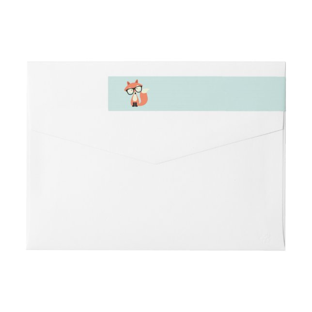 Cute Hipster Red Fox Wrap Around Label (Back)