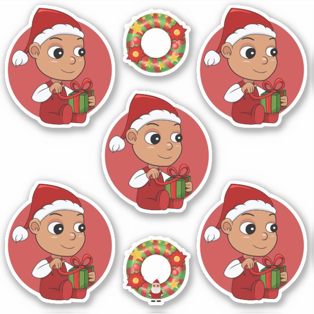 Cute Hispanic baby with a Christmas hat cartoon St (Front)