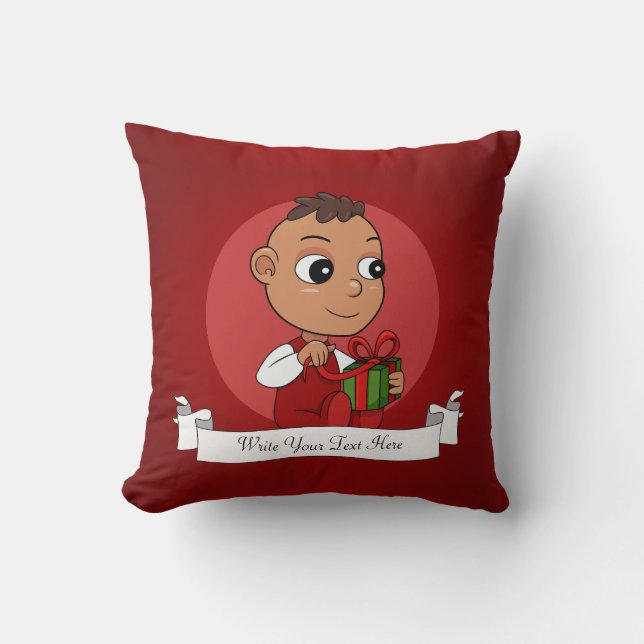 Cute Hispanic Christmas baby cartoon Throw Pillow (Front)