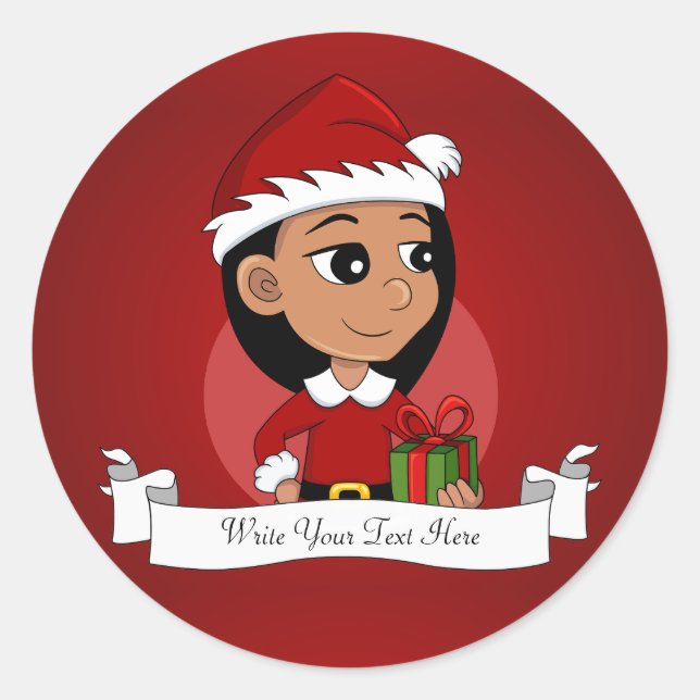 Cute Hispanic girl with long black hair  Classic Round Sticker (Front)