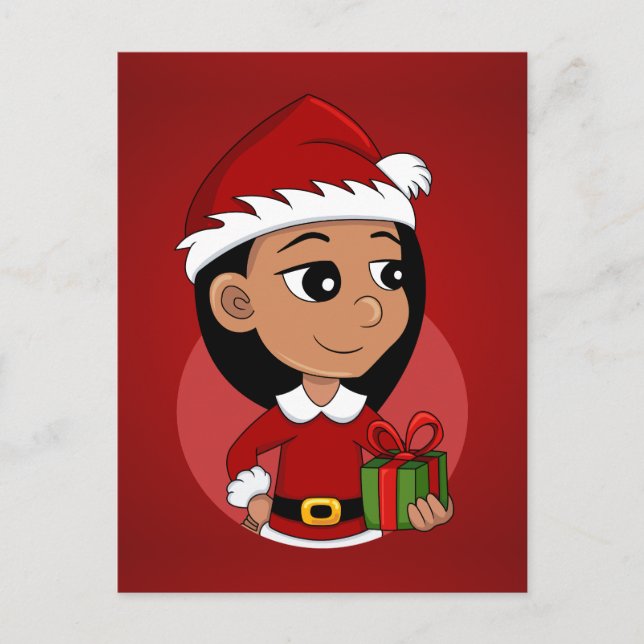 Cute Hispanic girl with long black hair  Holiday Postcard (Front)